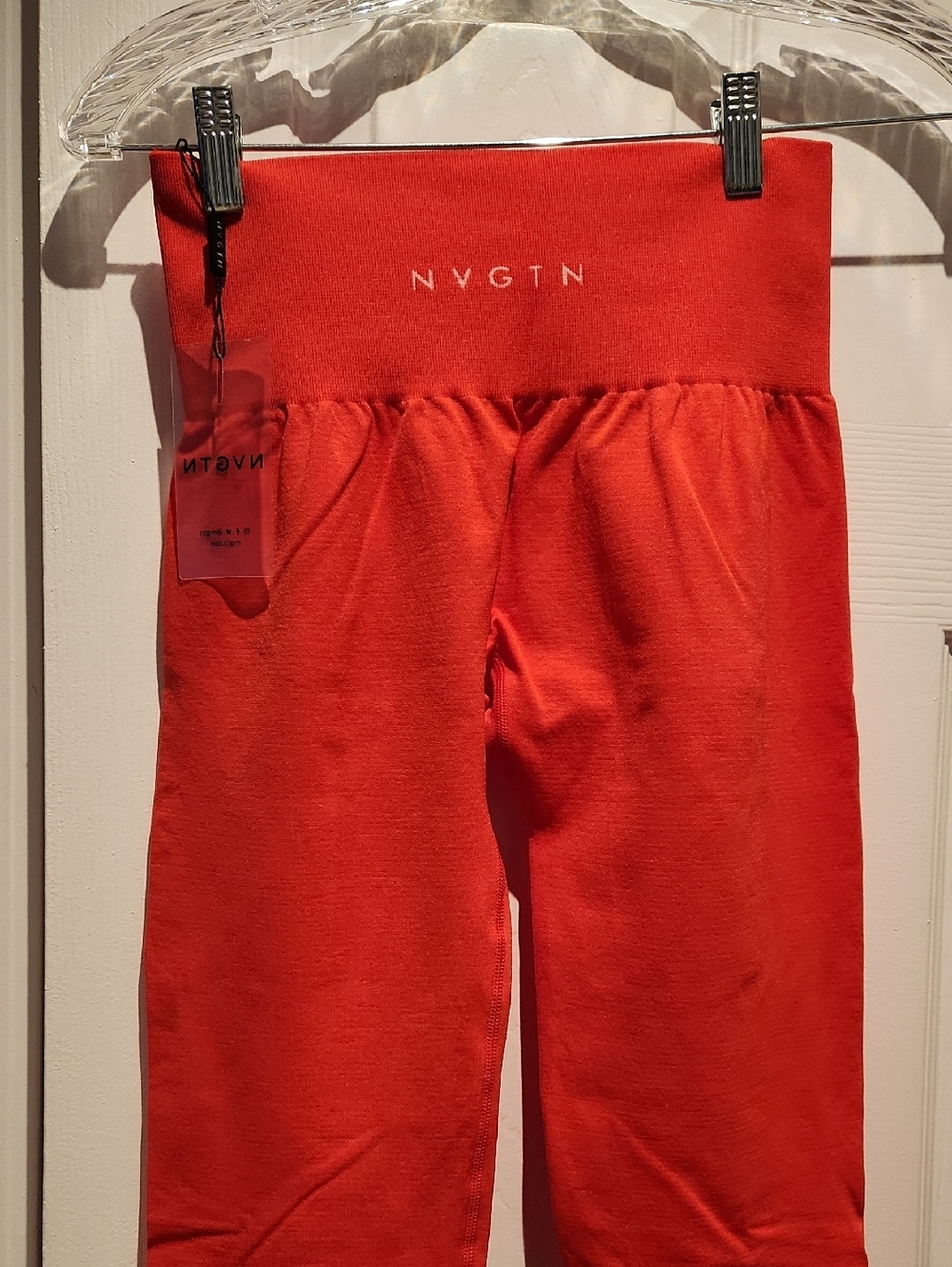 NVGTN womens Active Stretch Leggings/ bright watermelon color ( not red at all)